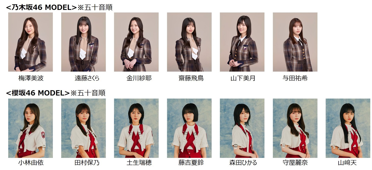 モデルとして出演する乃木坂46と櫻坂46のメンバー。