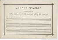 「Marche funebre composee pour les funerailles d'un grand homme sourd」の楽譜の1枚目。パブリックドメイン。Wikimedia Commons（※2）による。