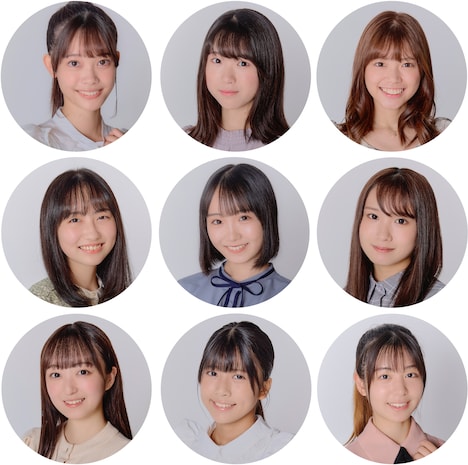 「佐久間Pアイドルプロデュースプロジェクト」合格者。上段左から齋藤、佐々木、高梨。中段左から永松、夏目、林。下段左から日比野、藤崎、吉村。