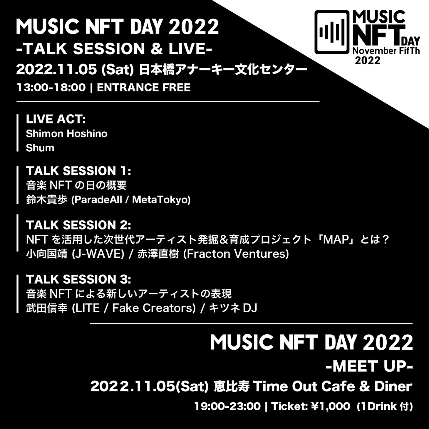 「MUSIC NFT DAY 2022」オフィシャルイベントの詳細
