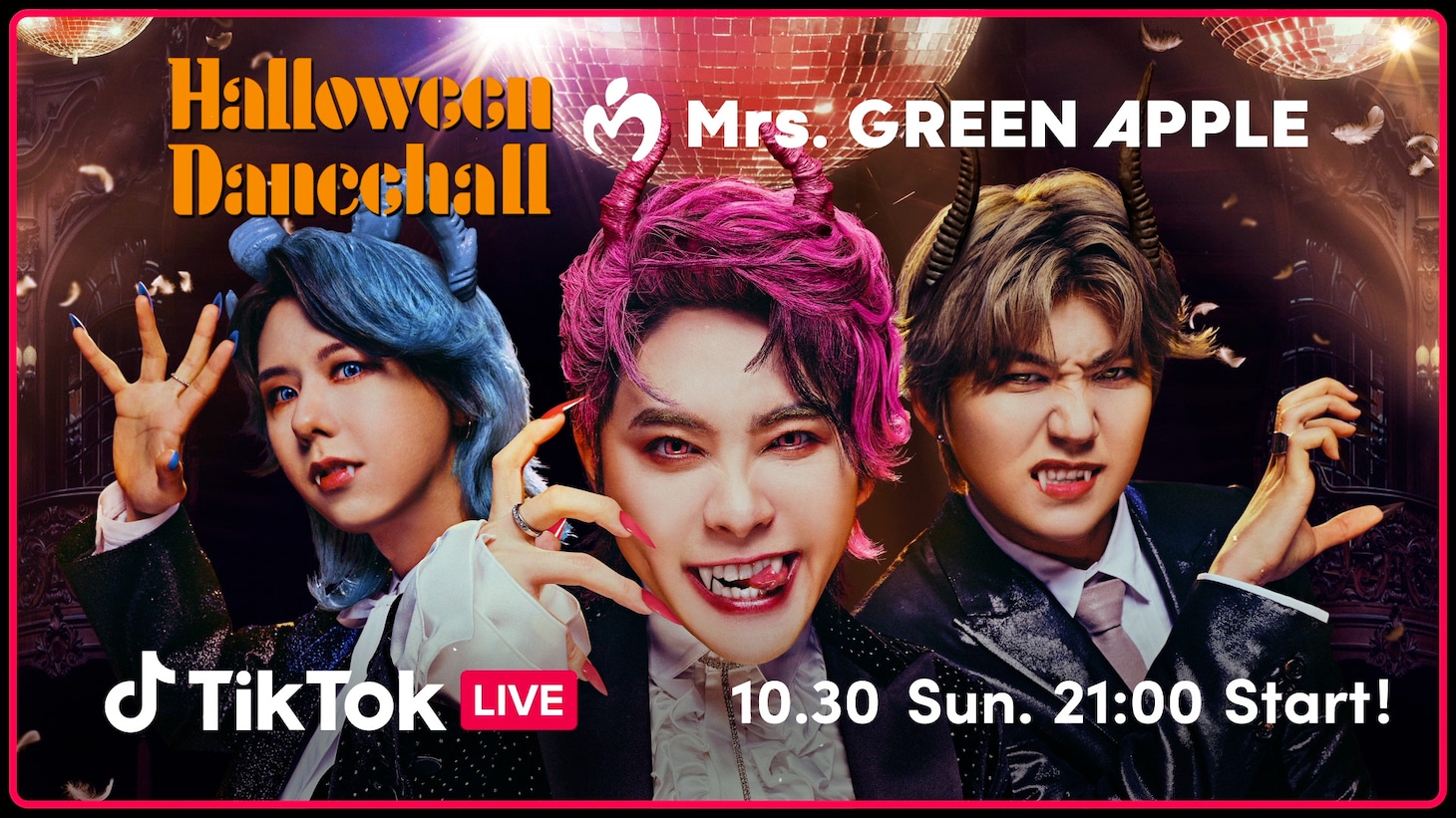 Mrs. GREEN APPLEとTikTok LIVEのコラボグラフィック。