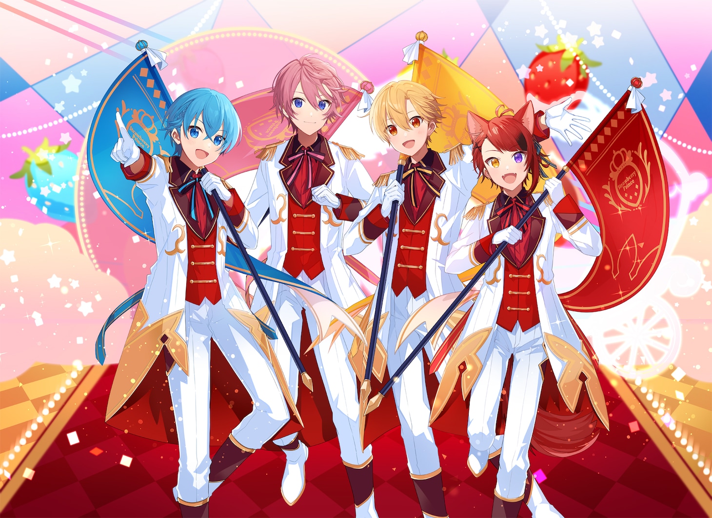 すとぷり。左からころん、さとみ、るぅと、莉犬。