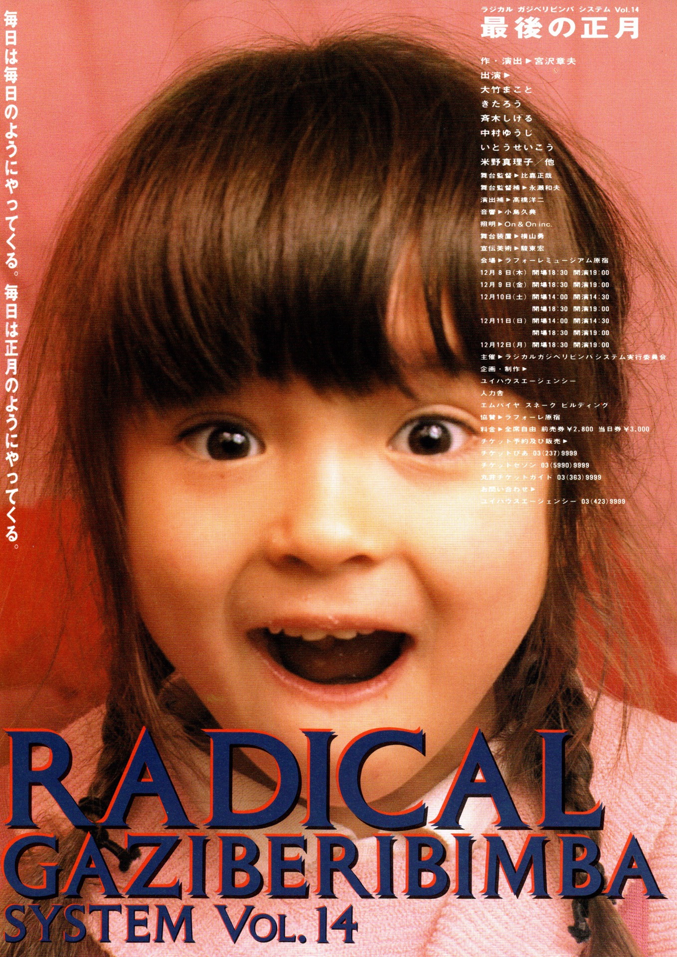 ラジカル・ガジベリビンバ・システム 第14回公演「最後の正月」フライヤー（画像提供：遊園地再生事業団）