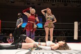 赤井沙希＆荒井優希の3度目の防衛戦より。(c)東京女子プロレス