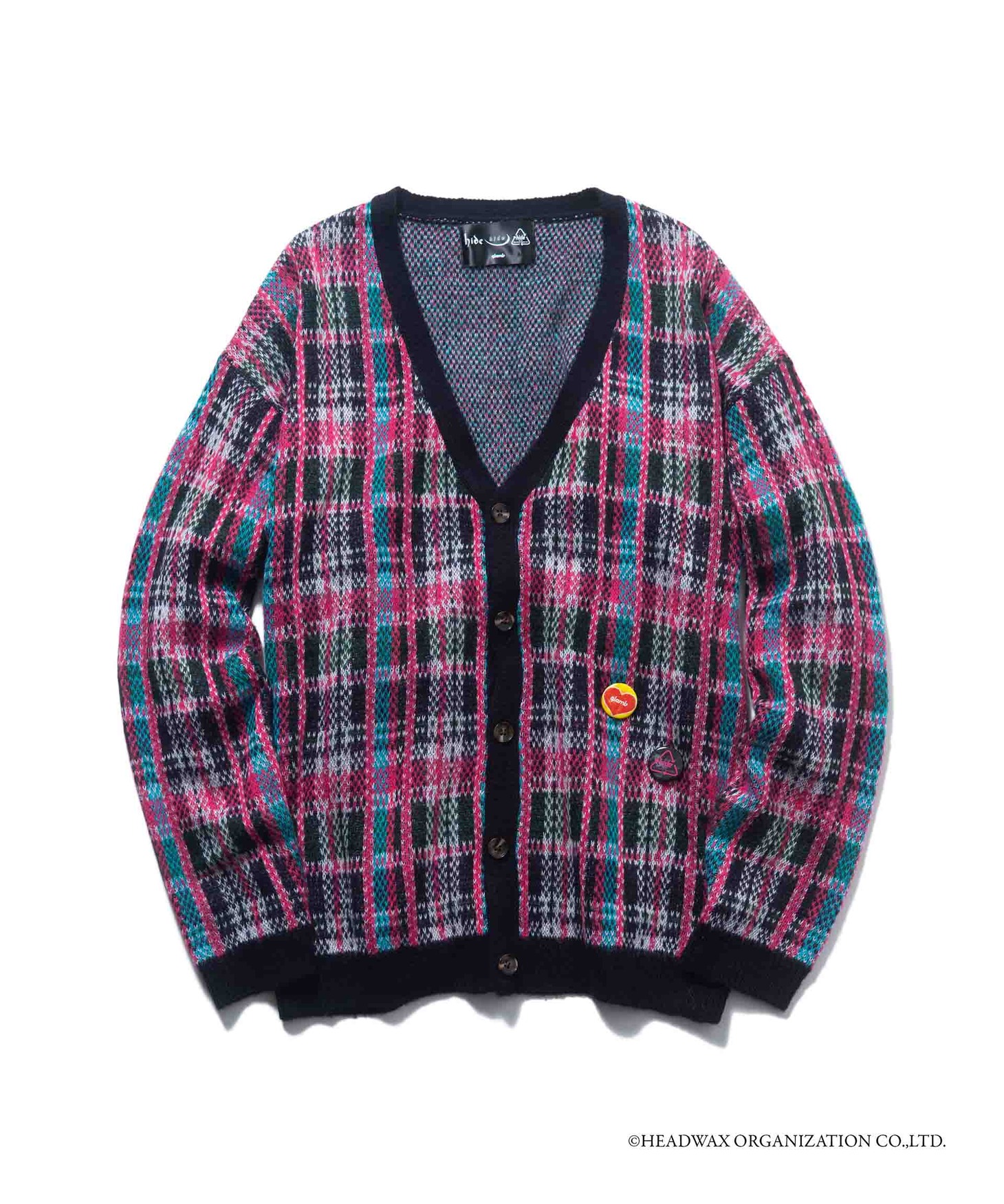 「hide Check Cardigan（Black）」(c)HEADWAX ORGANIZATION CO.,LTD.
