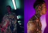 舐達麻がモデルを務める「Beats Flex『WACKO MARIA Leopard Limited Edition』」製品イメージ。