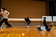 障害物走の様子。目が回って盛大に転ぶナオ・オブ・ナオ（右）。