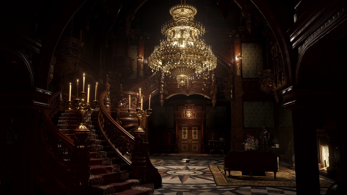 「バイオハザード ヴィレッジ」VRモードより、ドミトレスク城のシャンデリア。(c)CAPCOM CO., LTD. ALL RIGHTS RESERVED.