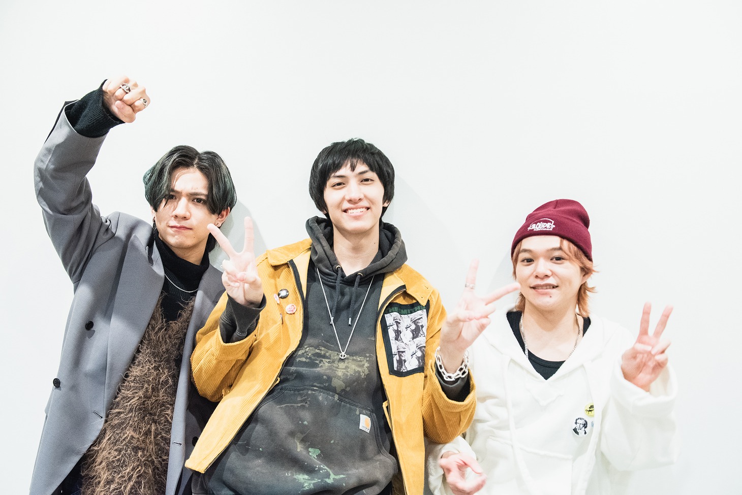 左から田中洸希、古川毅、志村玲於。