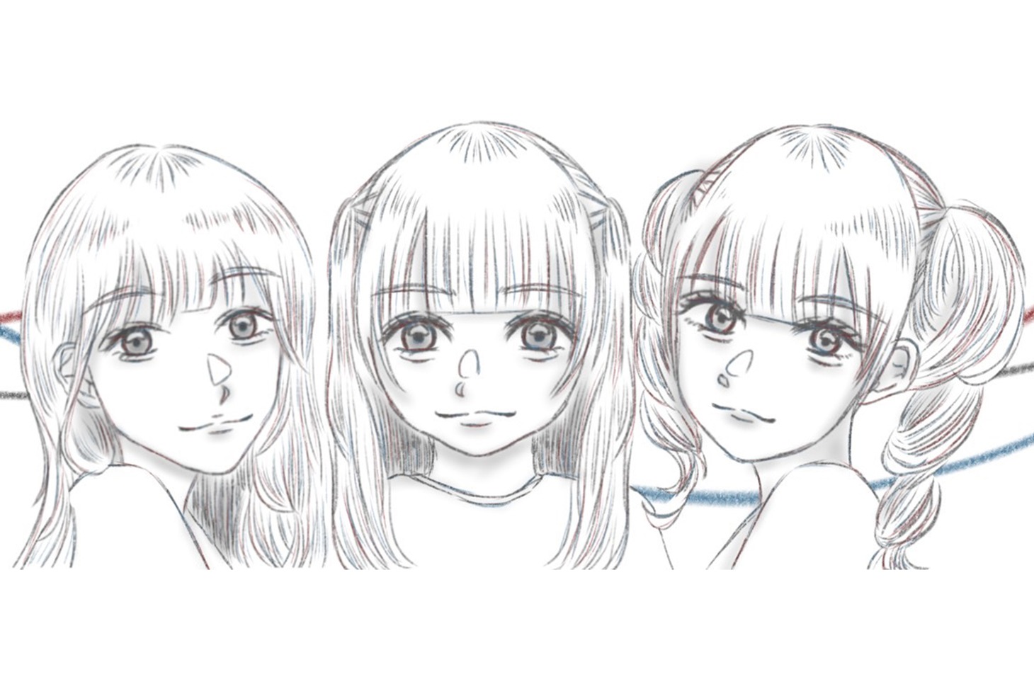 天辺りんか、愛你屋ごん、鈴白寧々によるユニット（※グループ名未定）のイメージイラスト。
