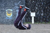 ボールをキャッチしたマサヒロ。