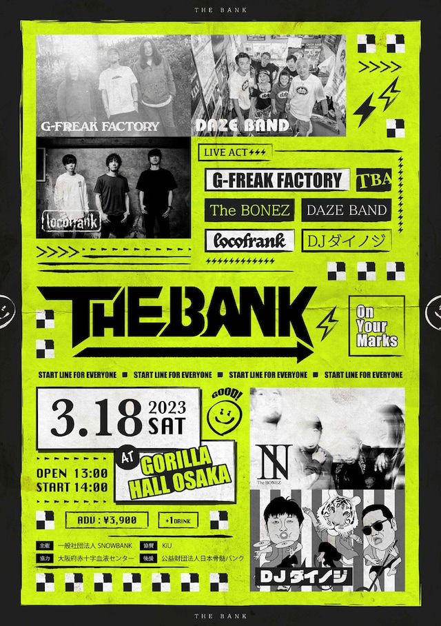「SNOWBANK Presents THE BANK in GORILLA HALL OSAKA」フライヤー