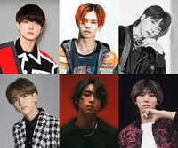 上段左から小田惟真、カイ、佐野文哉、下段左から中島颯太、八村倫太郎、安井謙太郎。
