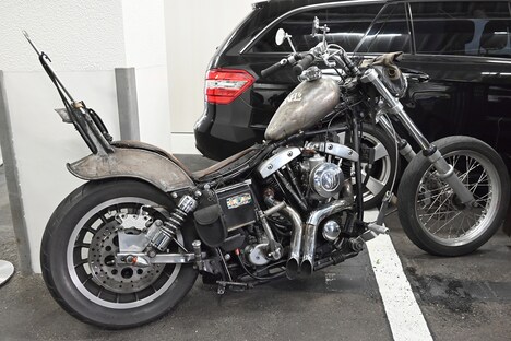 式場内に飾られたバイク。