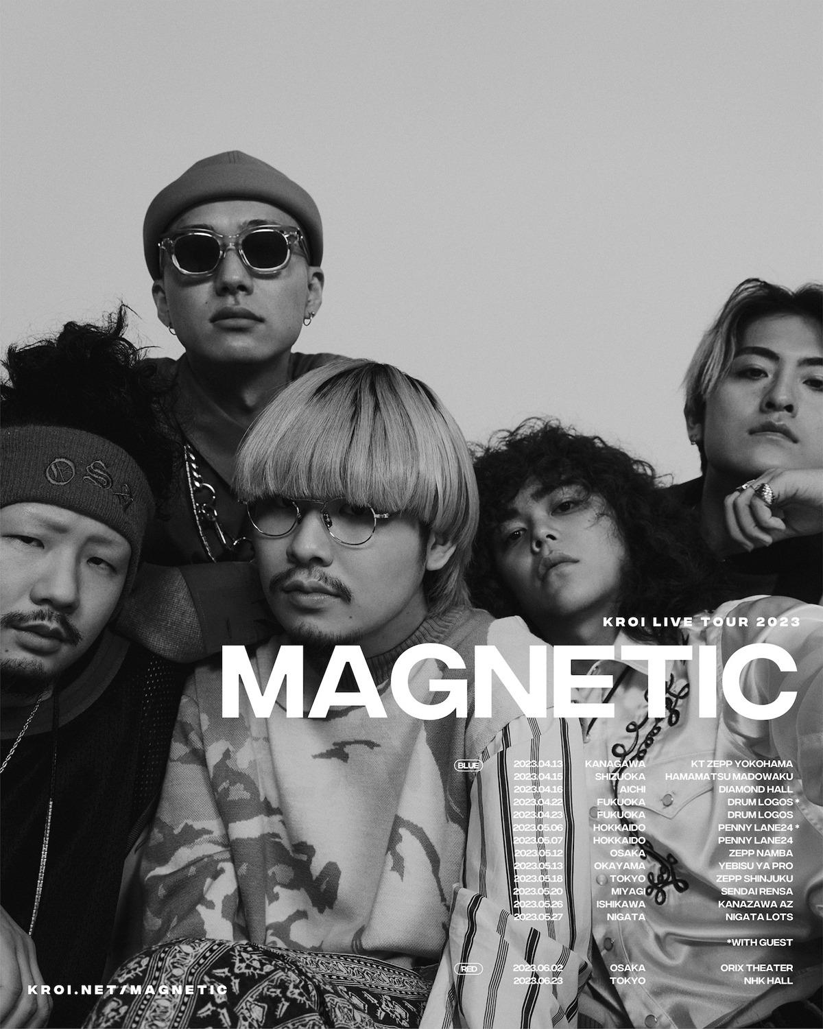 「Kroi 2023 “Magnetic” Tour BLUE / RED」告知ポスター