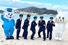 キュウソネコカミとネズミくん、和歌山県警シンボルマスコットのきしゅう君。