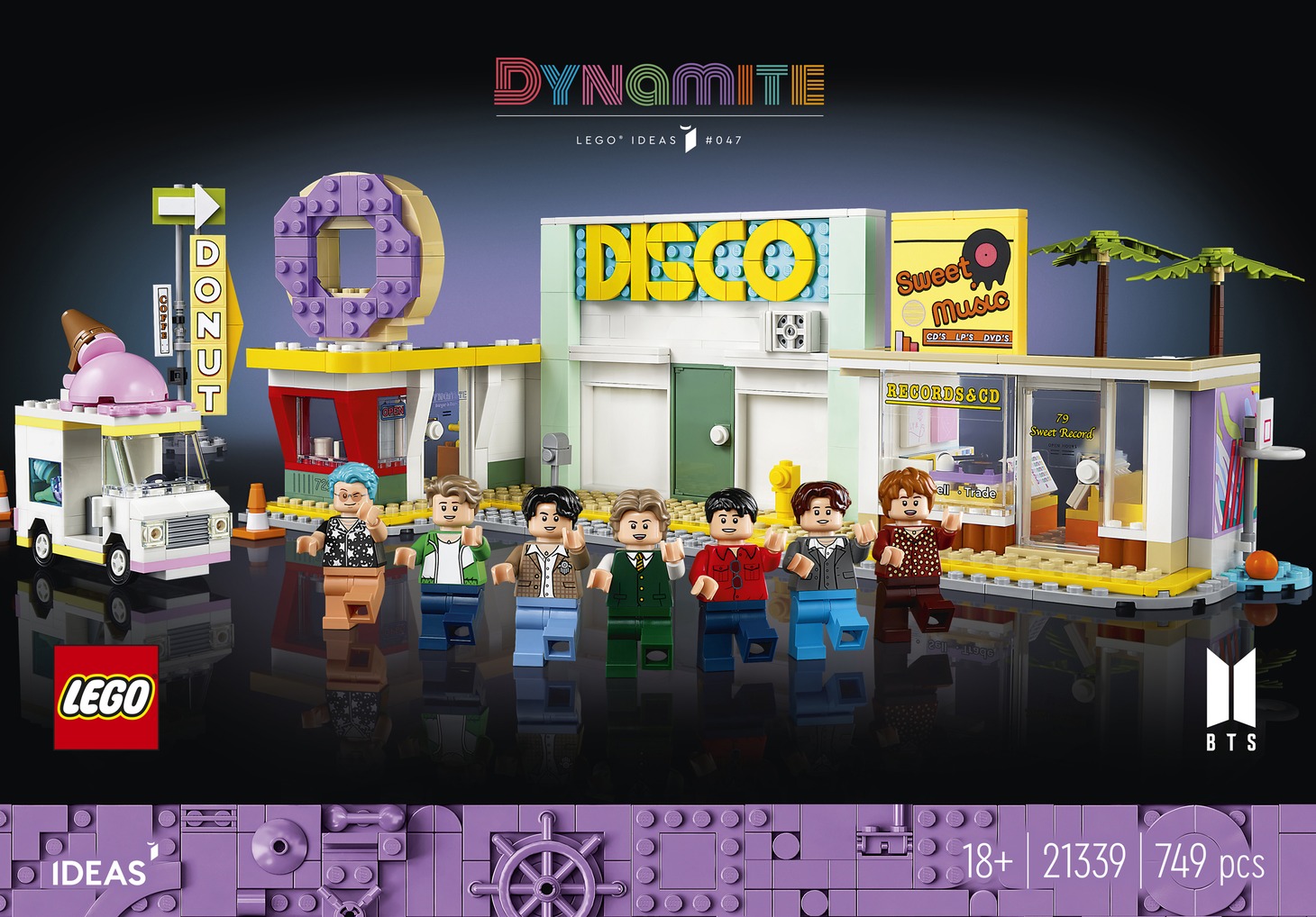 「レゴ アイデア BTS Dynamite」パッケージ(c)2023 The LEGO Group. (c)BIGHIT MUSIC & HYBE. All Rights Reserved.