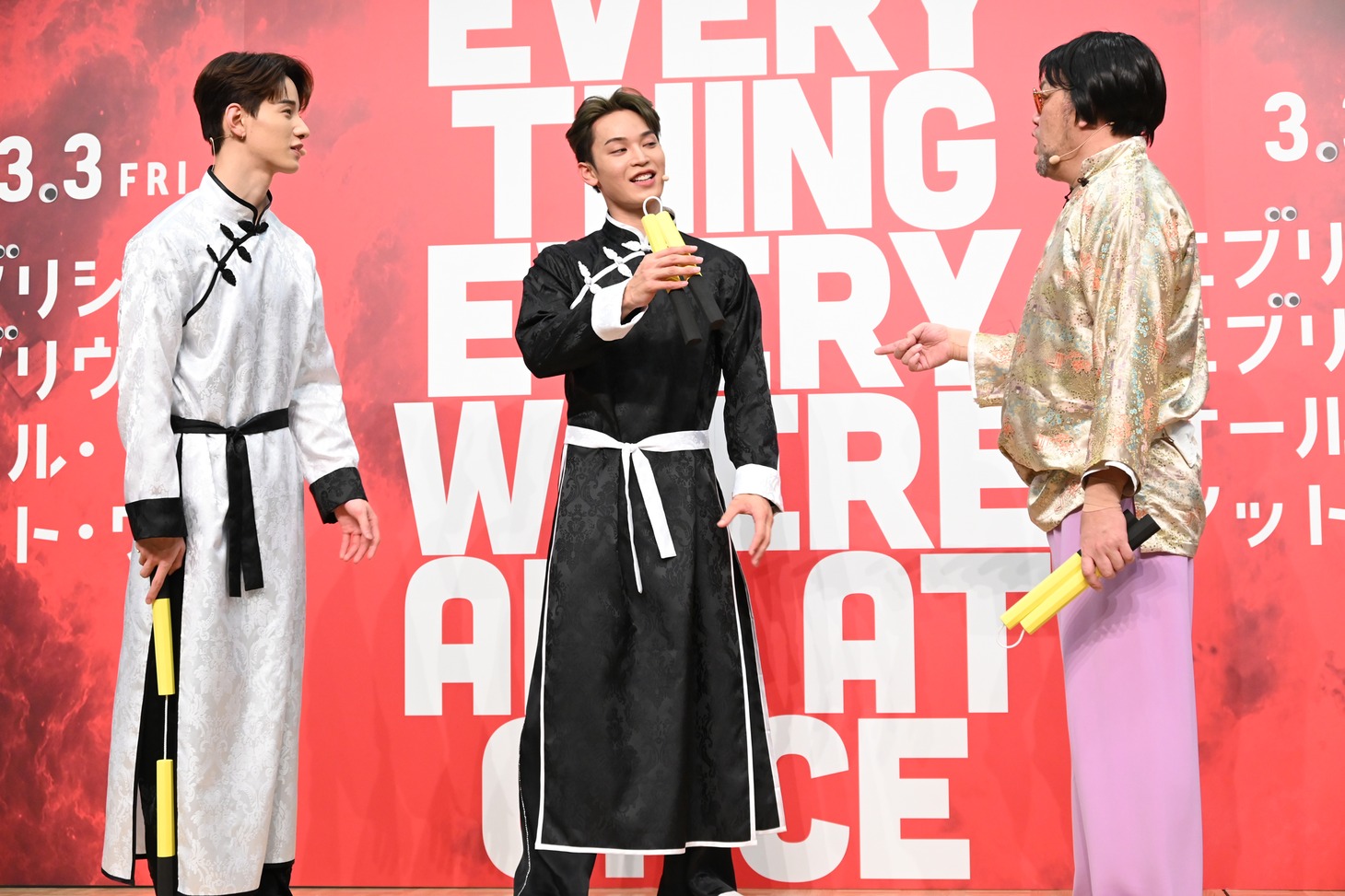 左から佐藤景瑚、與那城奨、くっきー！（野性爆弾）