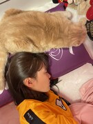 一緒に眠る高城れにとぜっとくん。