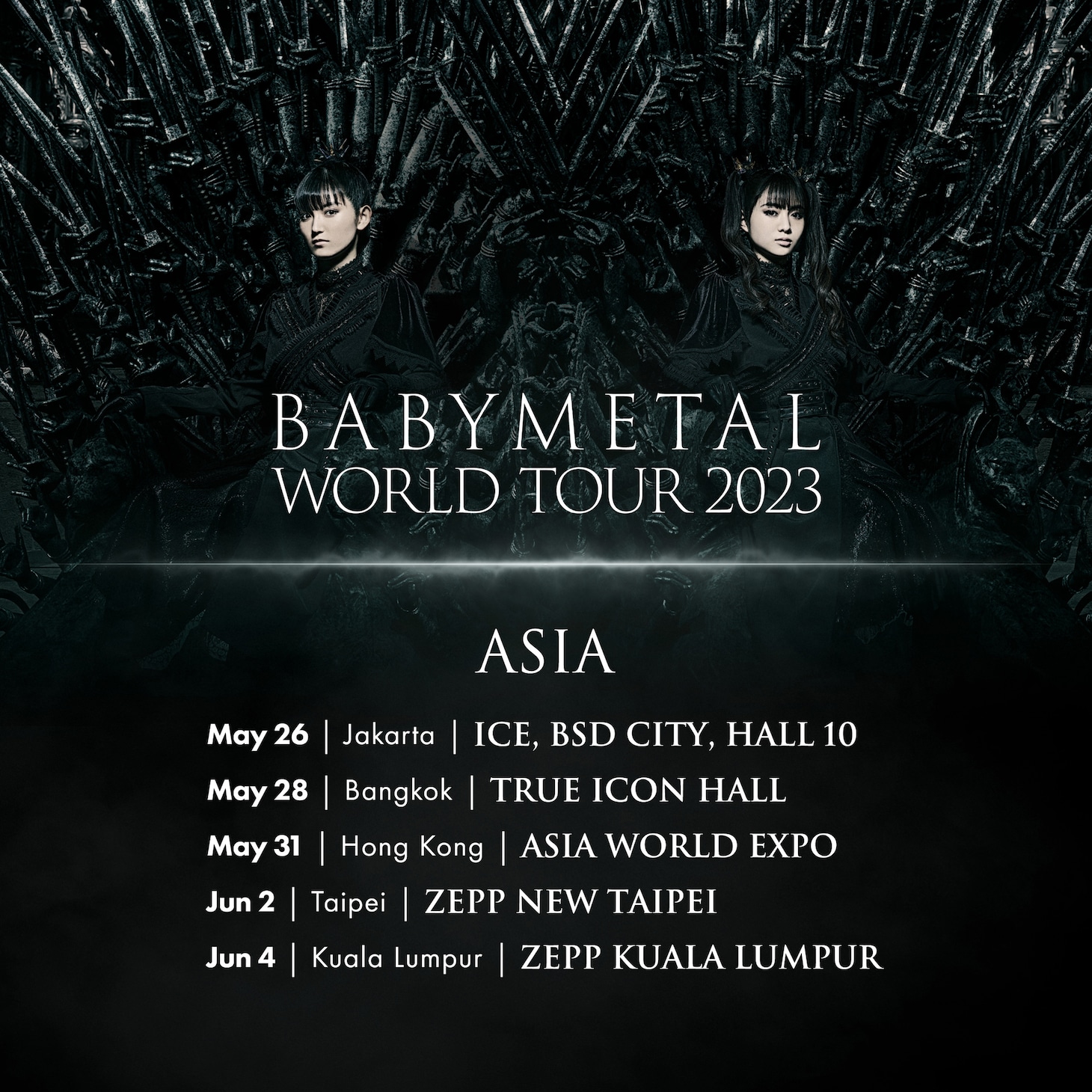 「BABYMETAL WORLD TOUR 2023 ASIA」告知画像