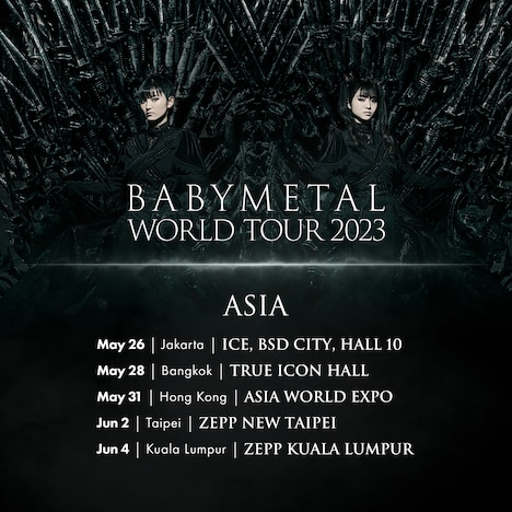「BABYMETAL WORLD TOUR 2023 ASIA」告知画像