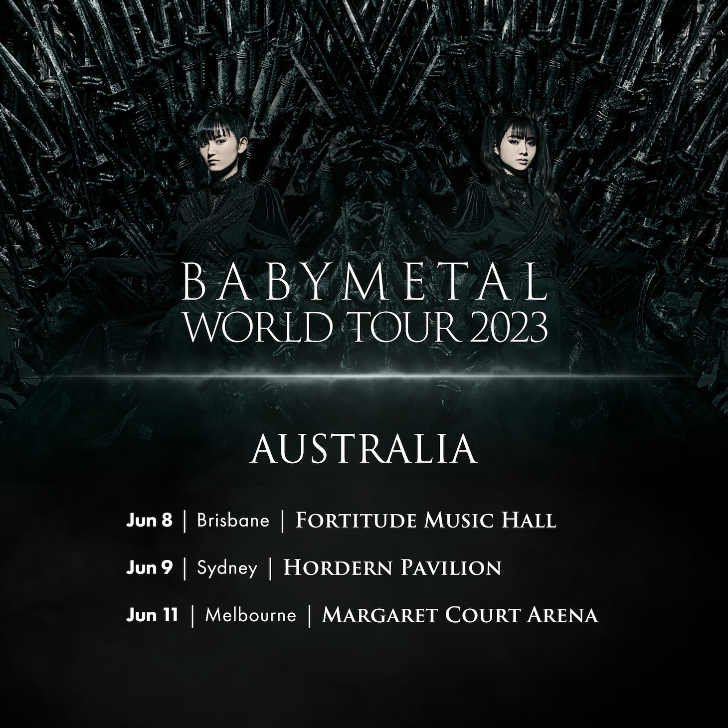 「BABYMETAL WORLD TOUR 2023 AUSTRALIA」告知画像