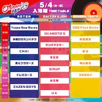 「OTODAMA’23～音泉魂～」5月4日のタイムテーブル。