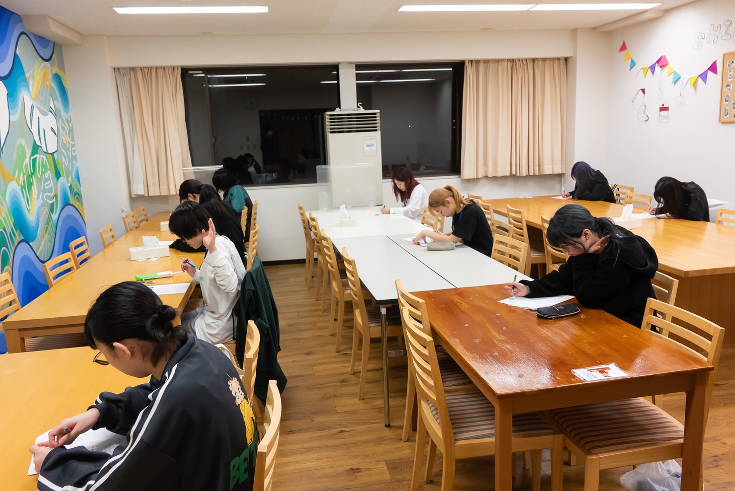 学力テスト中の様子。