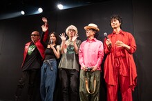 左から、竹中直人、MEGUMI、浅野いにお、ハナレグミ、斎藤工。（撮影：石橋俊治）