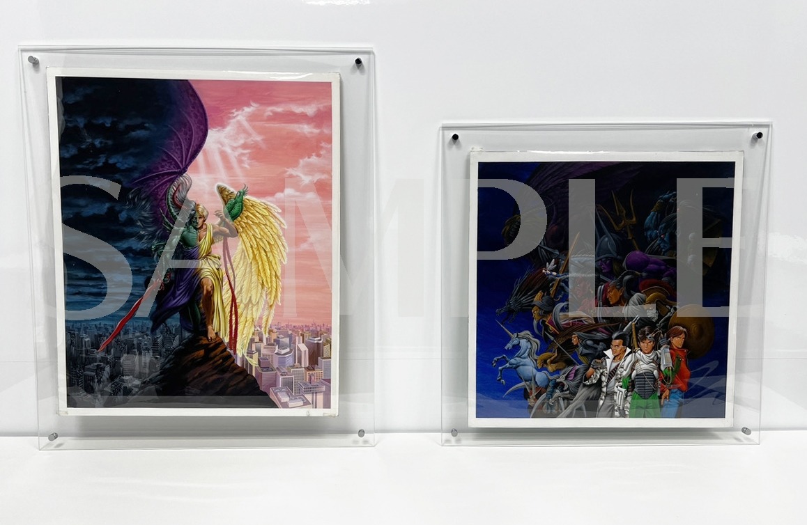 展示される、「真・女神転生」に関するイラストの生原画