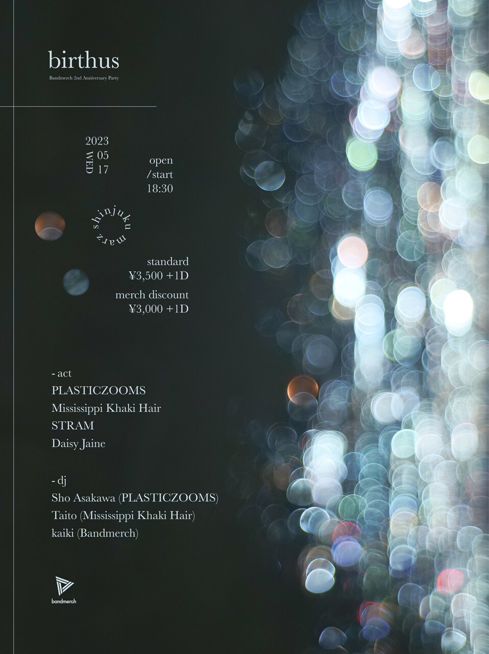 Bandmerchの2周年企画にPLASTICZOOMS、Mississippi Khaki Hair、STRAM、Daisy Jaine