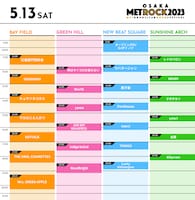 「OSAKA METROPOLITAN ROCK FESTIVAL 2023」5月13日公演タイムテーブル
