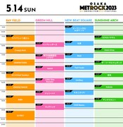 「OSAKA METROPOLITAN ROCK FESTIVAL 2023」5月14日公演タイムテーブル