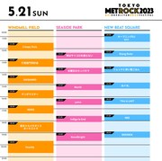 「TOKYO METROPOLITAN ROCK FESTIVAL 2023」5月21日公演タイムテーブル