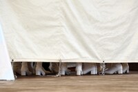 ステージ裏から掛け声を上げる私立恵比寿中学。