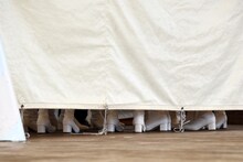 ステージ裏から掛け声を上げる私立恵比寿中学。