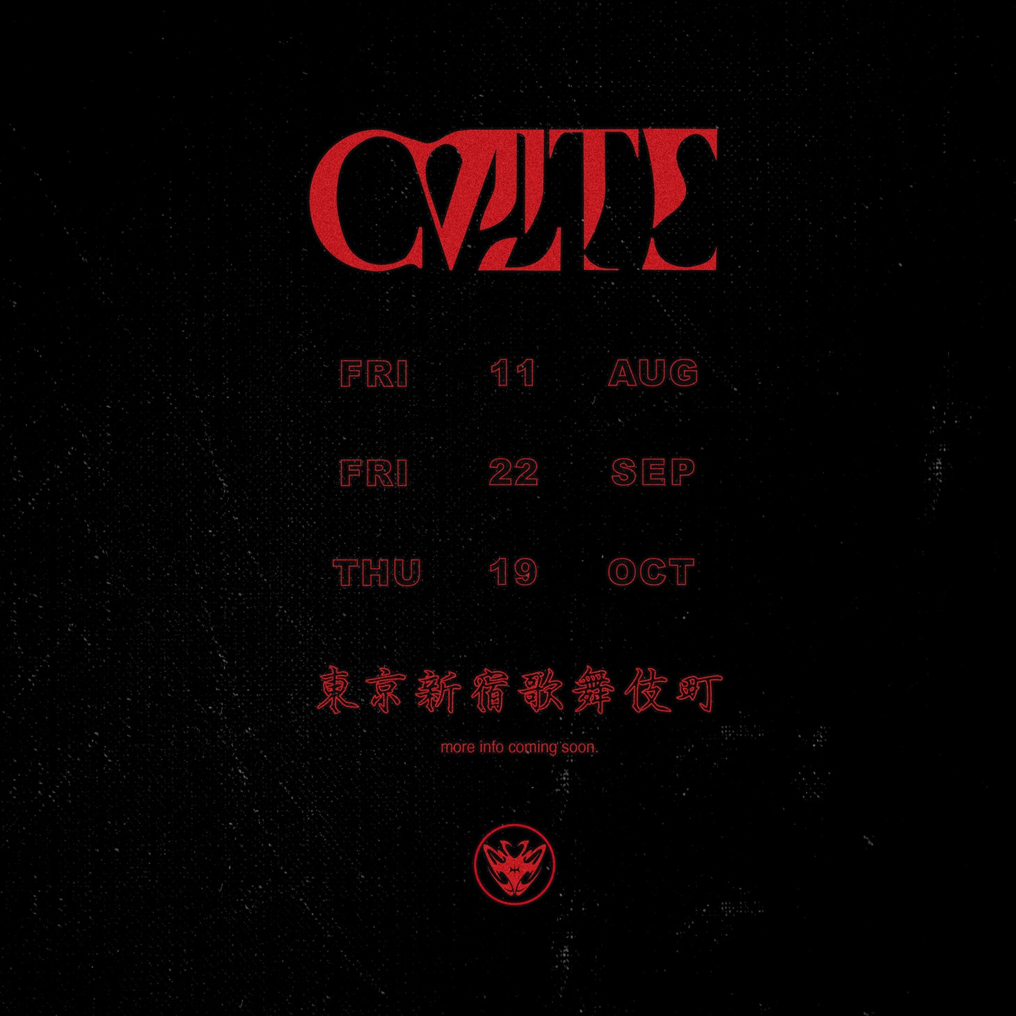 CVLTE 新宿歌舞伎町ライブの告知ビジュアル。