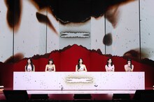 LE SSERAFIM「UNFORGIVEN」メディアショーケースの様子。(c)(P)&(C) SOURCE MUSIC