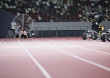 スタート位置につくめいちゃん。（撮影：五十嵐和則 [WISH]）