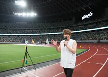 「追い風チャレンジ」について説明するめいちゃん。（撮影：五十嵐和則 [WISH]）