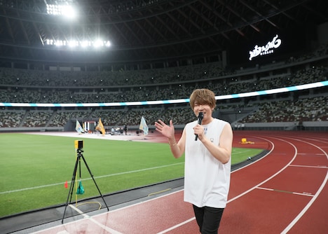 「追い風チャレンジ」について説明するめいちゃん。（撮影：五十嵐和則 [WISH]）