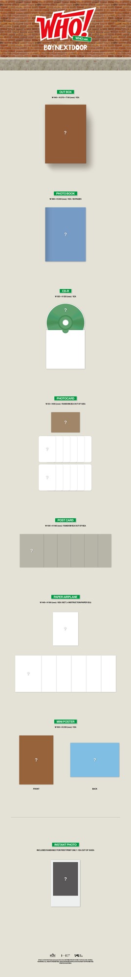 BOYNEXTDOOR「WHO!」“WHOバージョン”の展開図。