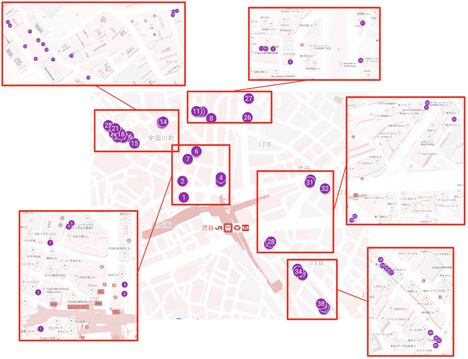 ミュージアムポスターの展開エリアマップ。