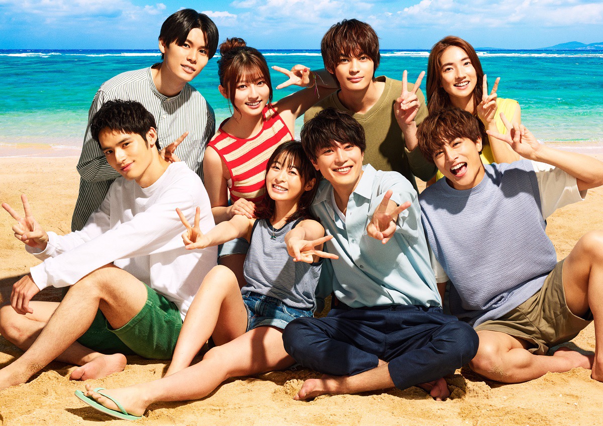 「真夏のシンデレラ」キャスト。左上から時計回りに萩原利久、吉川愛、神尾楓珠、仁村紗和、白濱亜嵐、間宮祥太朗、森七菜、水上恒司。(c)フジテレビ