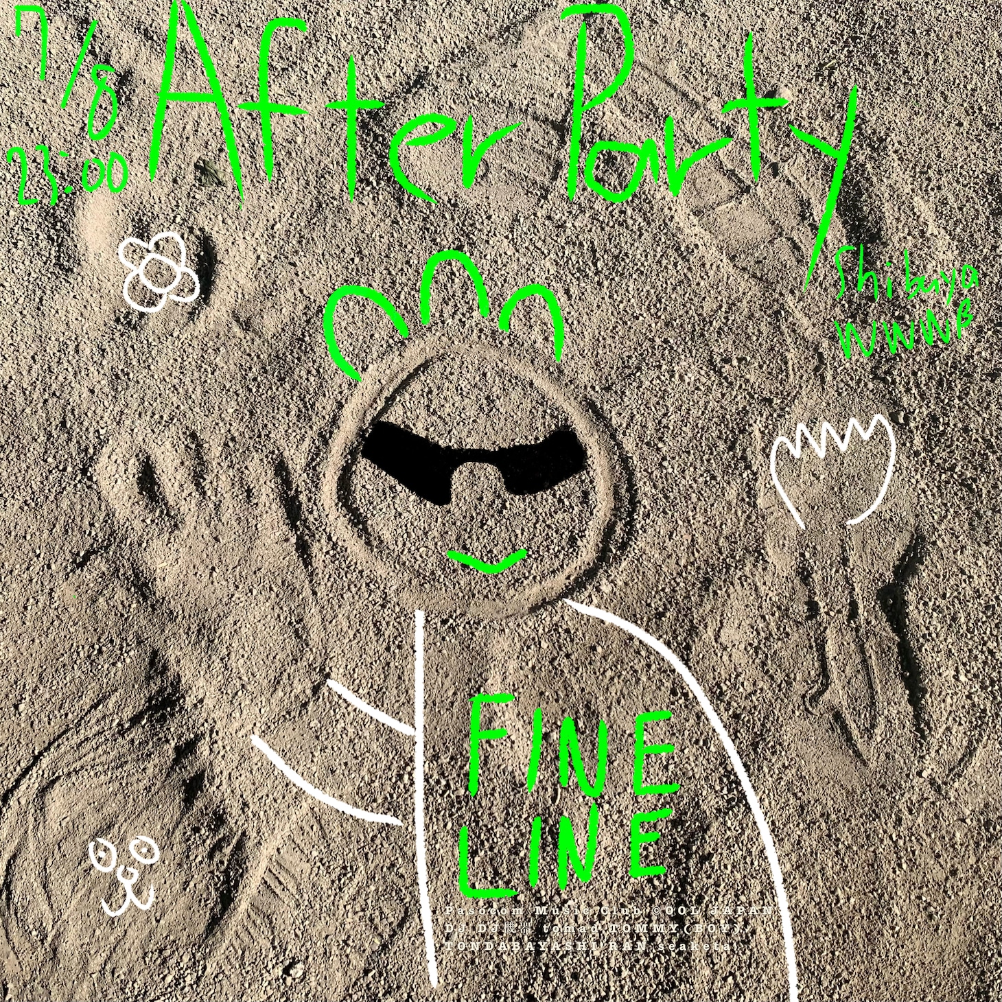 「パソコン音楽クラブ アルバムリリースパーティー2023『FINE LINE』～Green Boy Festival～　アフターパーティー」フライヤー