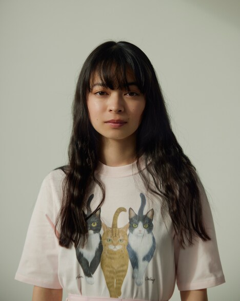 トリプルキャットイラストTシャツ