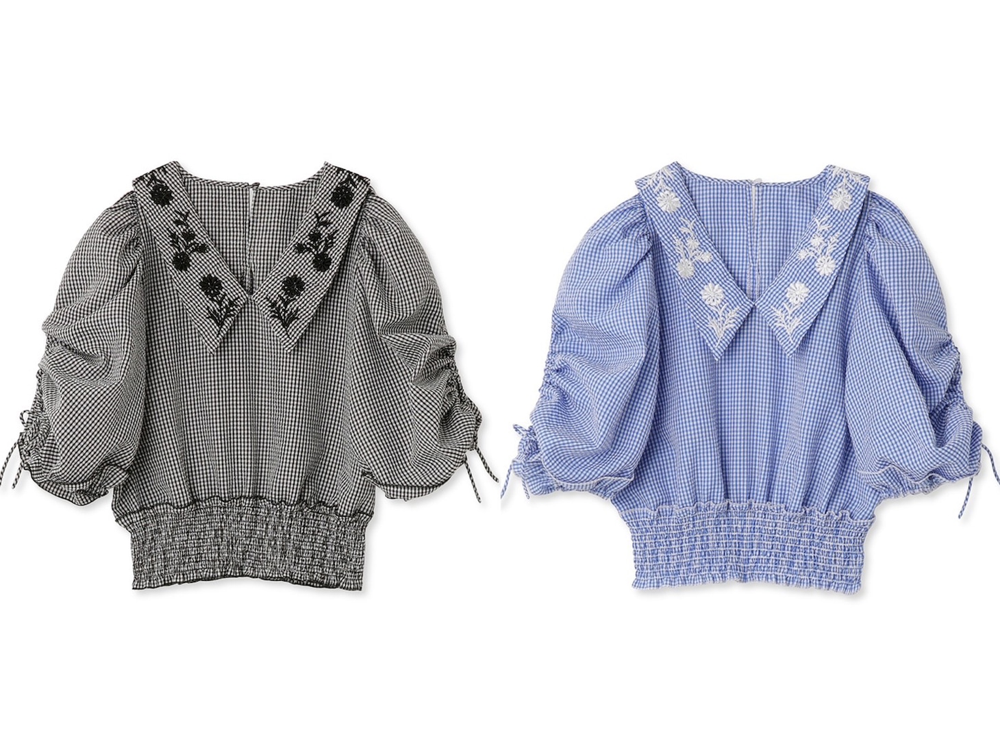 ギンガム刺繍襟付きブラウス（19800円）