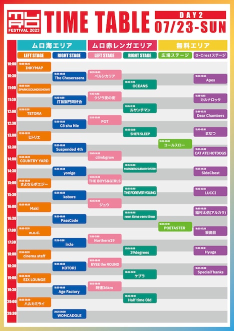 「MURO FESTIVAL 2023」DAY 2タイムテーブル