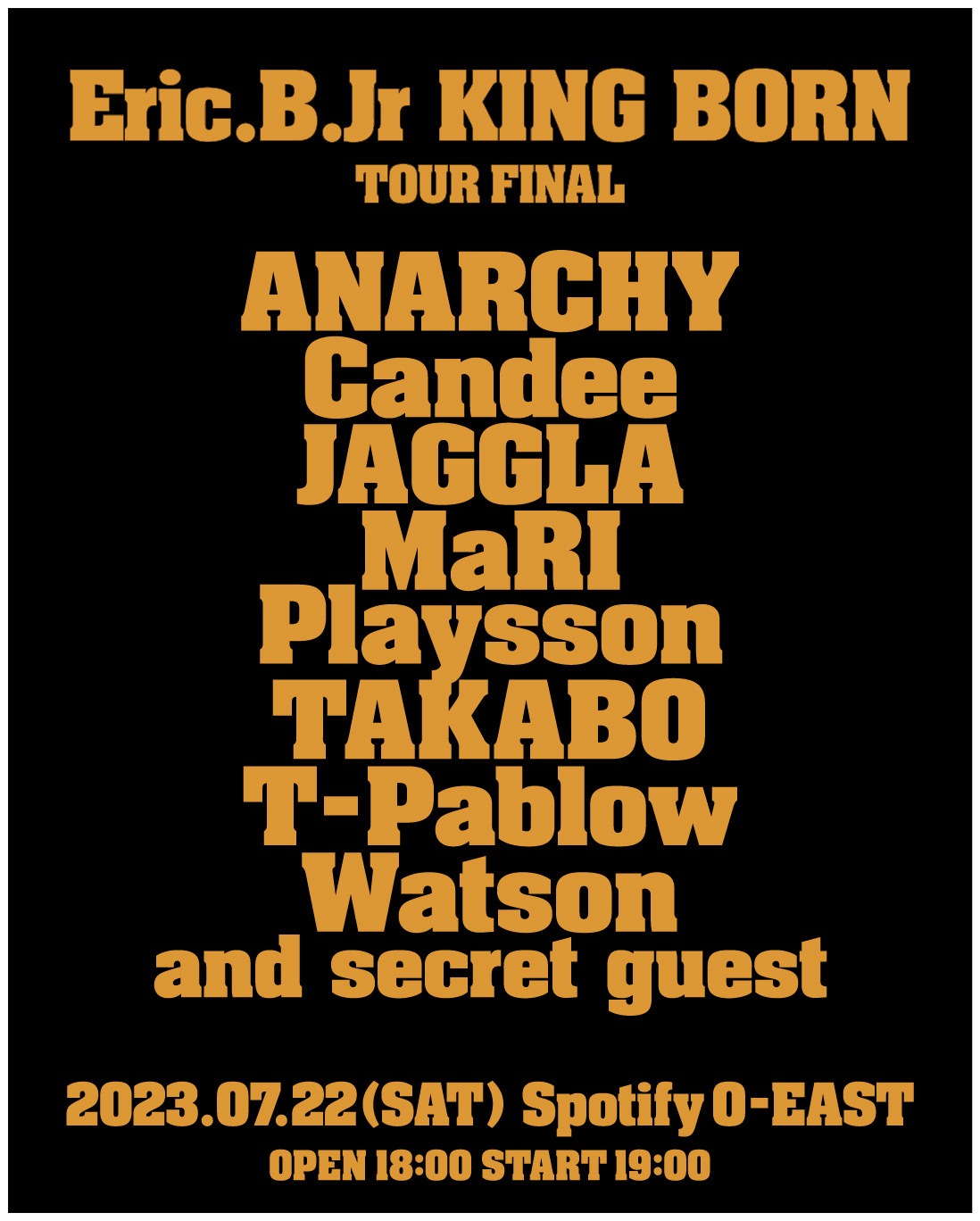 「Eric.B.Jr KING BORN RELEASE LIVE TOUR TOKYO FINAL」フライヤー