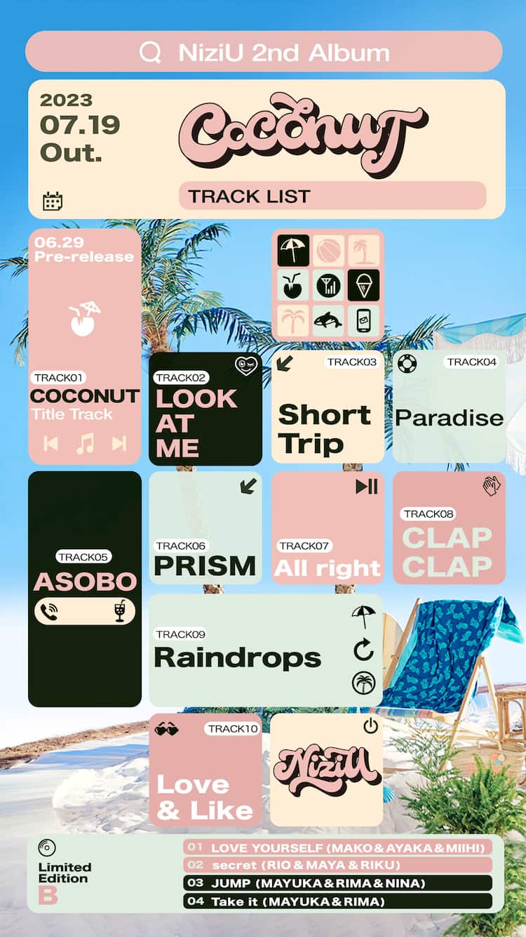NiziUニューアルバム収録曲発表、初回限定盤CDにはメンバー作詞の 